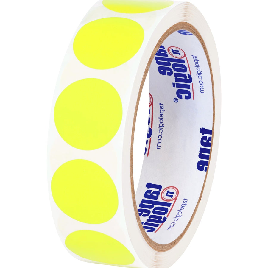 1 in Fluorescent Yellow Circle Inventory Labels Paper 500/Roll DL611L - alias listing