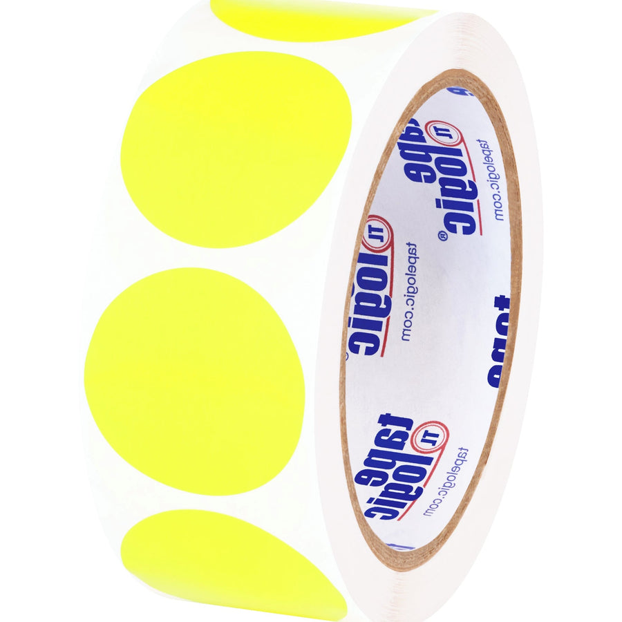 1.5 in Fluorescent Yellow Paper Circle Inventory Labels 500/Roll DL612L - alias listing