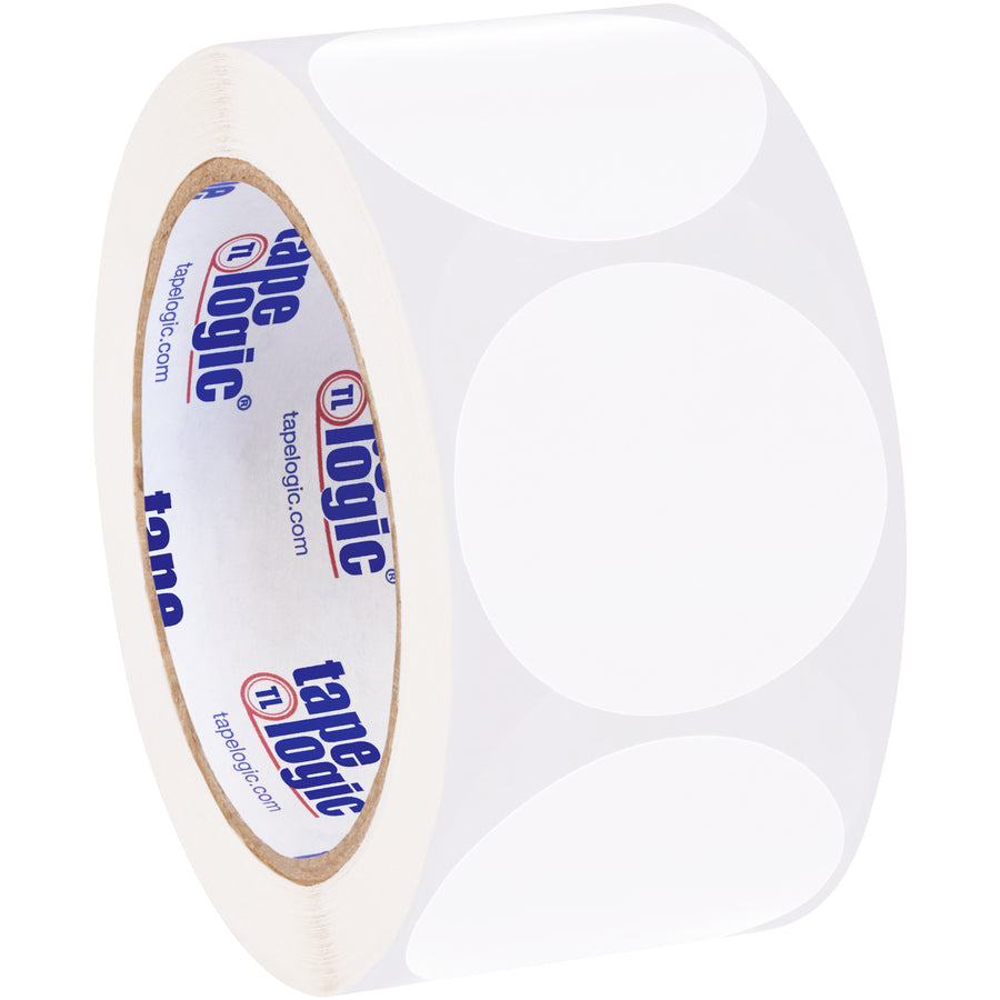 Instantly identify and track inventory with these 2" white circle labels. Writable surface accepts pen or marker for quick asset marking. Roll of 500 provides cost-effective labeling for warehouses and distribution centers.