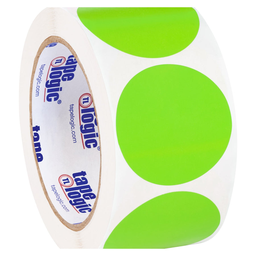 2 in Fluorescent Green Circle Inventory Labels Paper 500/Roll DL613J - alias listing