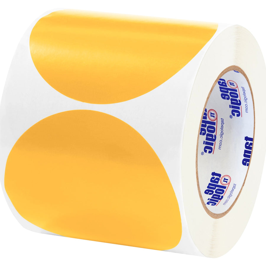4 in Fluorescent Orange Circle Inventory Labels Paper 500/Roll DL615H - alias listing