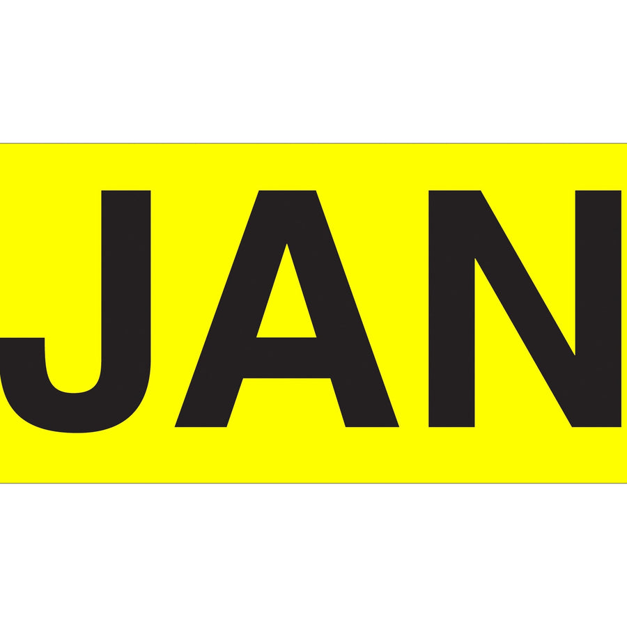 3x6 Fluorescent Yellow January Labels High Gloss Pressure Sensitive 500/Roll DL6702 - alias listing