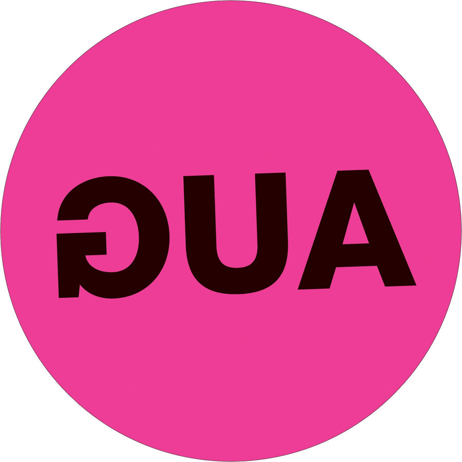 1 in Fluorescent Pink Circle August Month Labels Paper 500/Roll DL6730 - alias listing