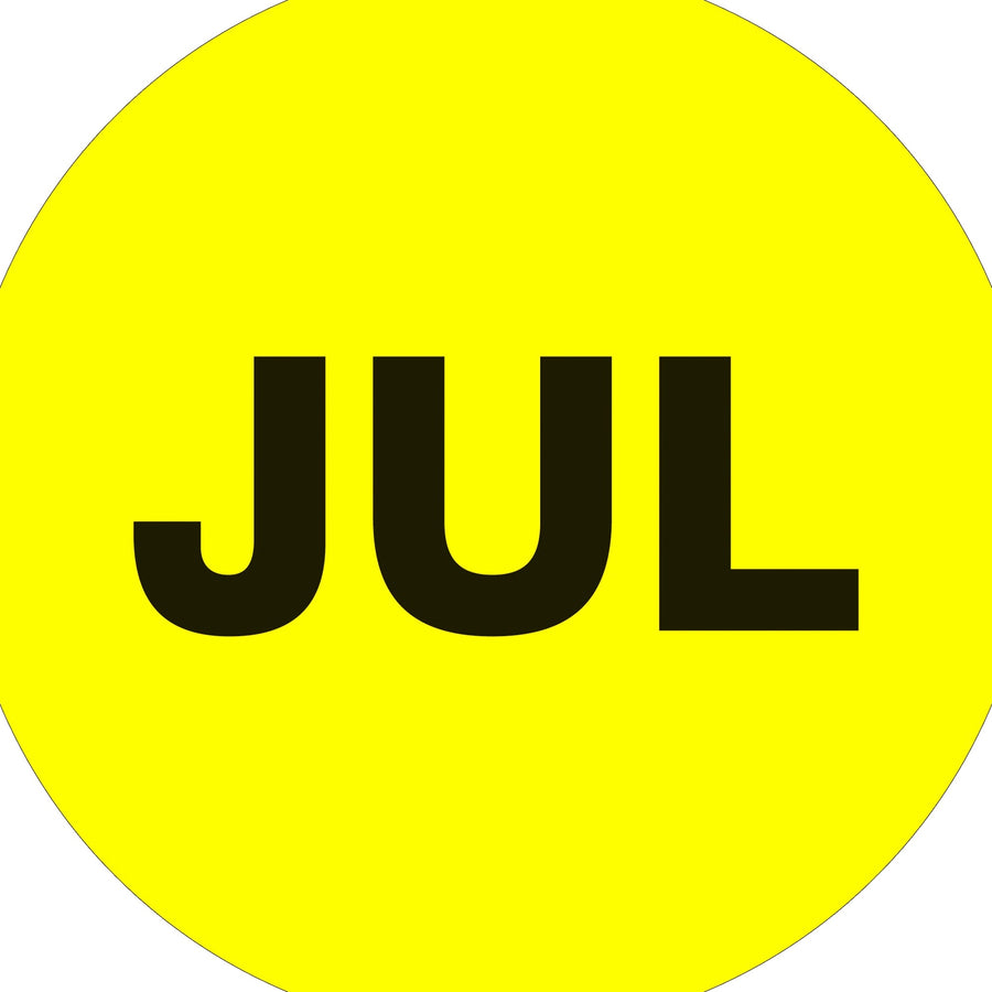 2 in Fluorescent Yellow Circle JUL Month Labels 500/Roll DL6743 - alias listing