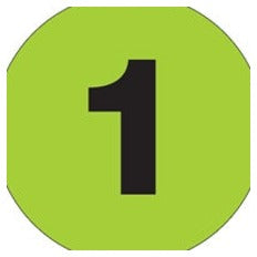 1 in Circle 1 Fluorescent Green Number Labels 500/Roll DL6751 - alias listing