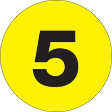 1 in Circle 5 Fluorescent Yellow Number Labels 500/Roll