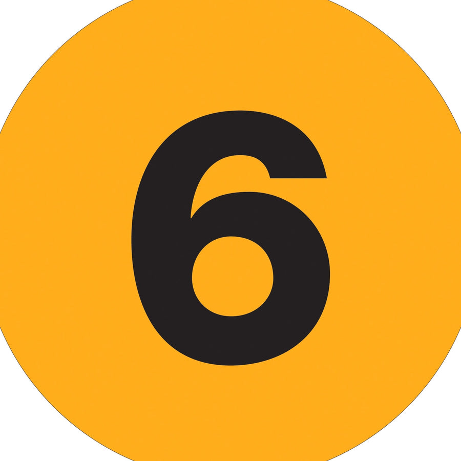 1 in Fluorescent Orange Circle Number Labels High Gloss Paper 500/Roll DL6756 - alias listing