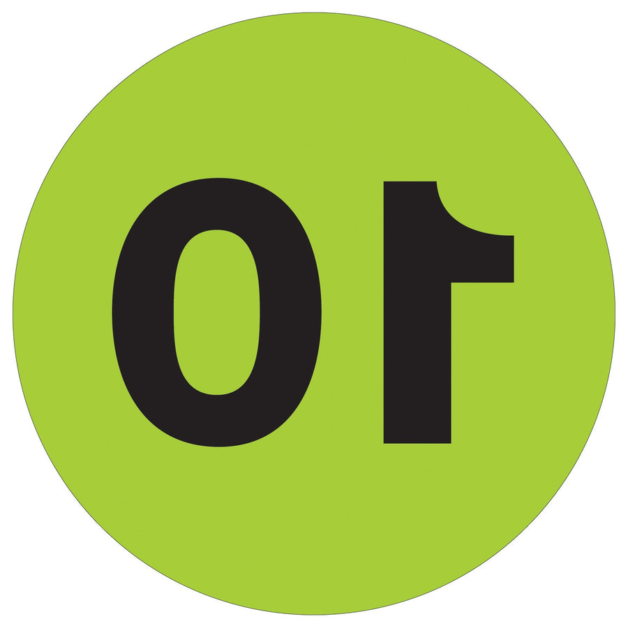 1 in Fluorescent Green Circle Number Labels 500/Roll DL6760 - alias listing