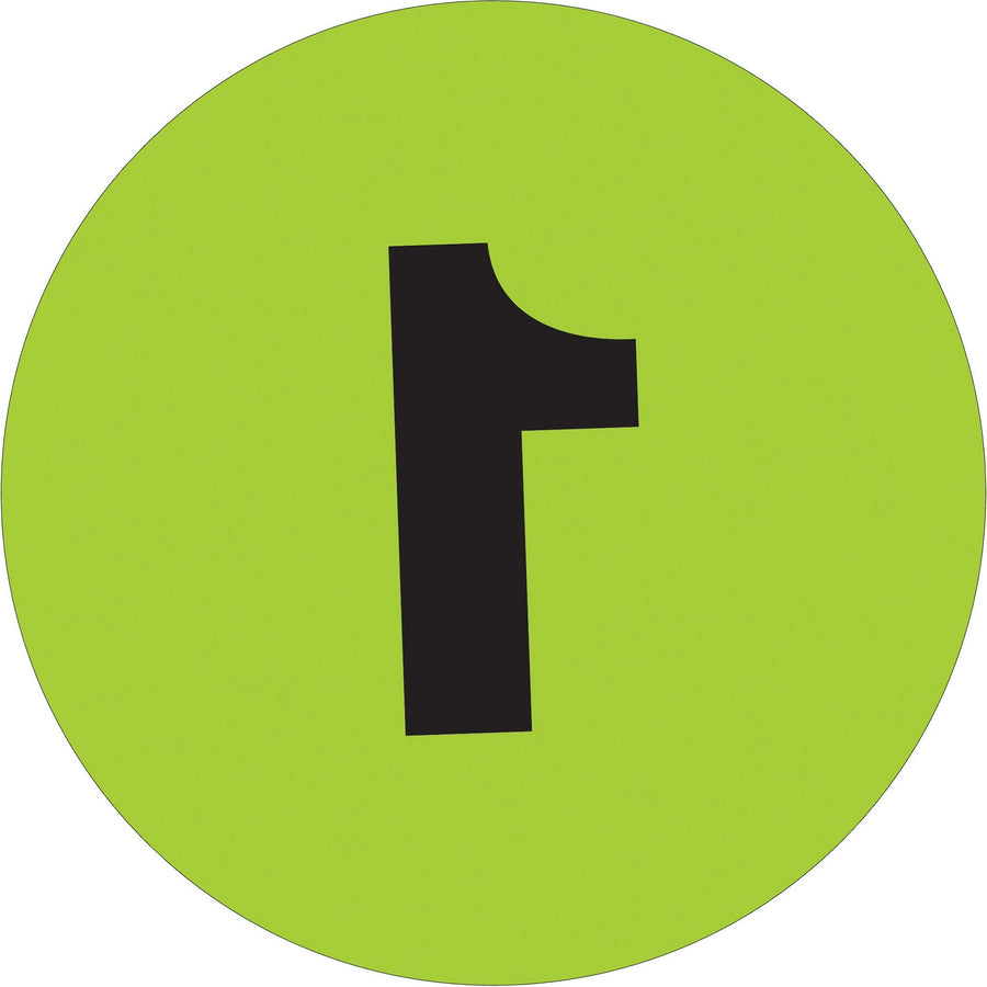 1 in Fluorescent Green Circle Number Labels 500/Roll DL6769 - alias listing