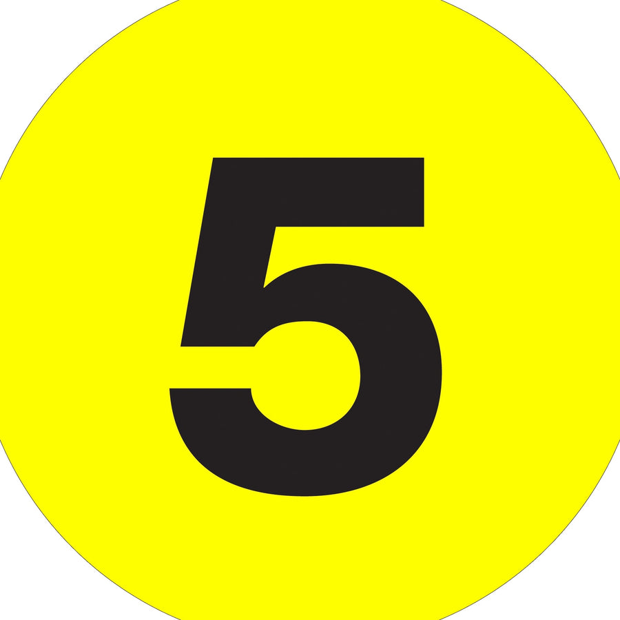 1 in Fluorescent Yellow Circle Number Labels 500/Roll DL6773 - alias listing