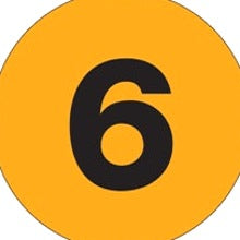 2 in Circle 6 Fluorescent Orange Number Labels 500/Roll DL6774 - alias listing