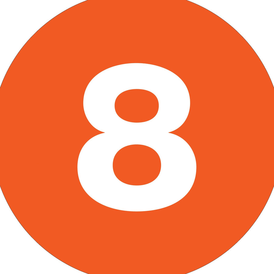 1 in Orange Circle Number Labels High Gloss Paper 500/Roll DL6776 - alias listing