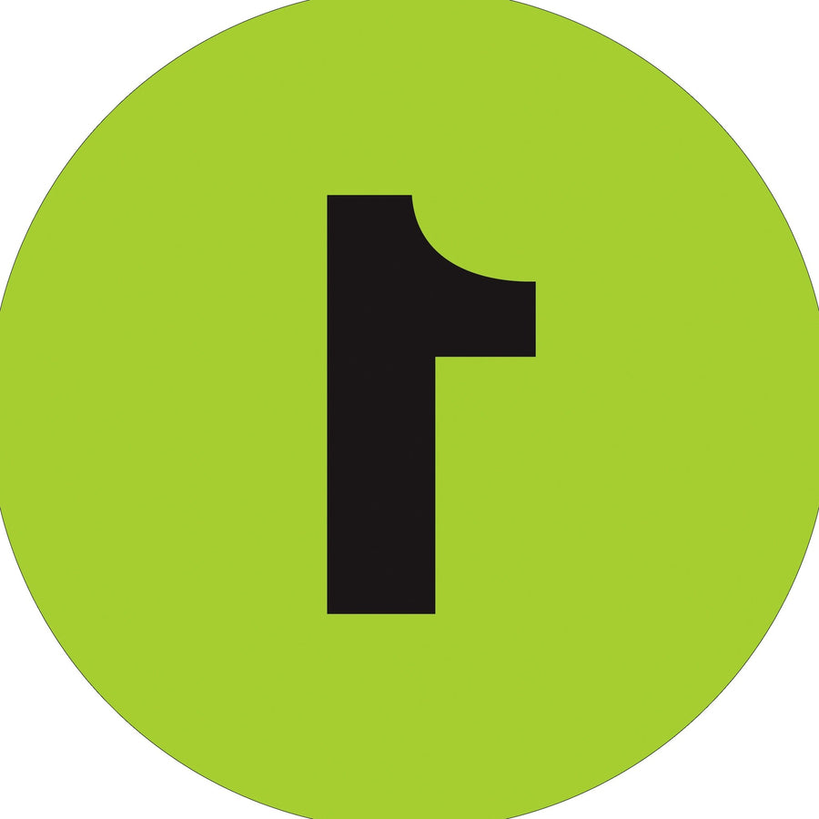 1 in Fluorescent Green Circle Number Labels Paper 500/Roll DL6778 - alias listing