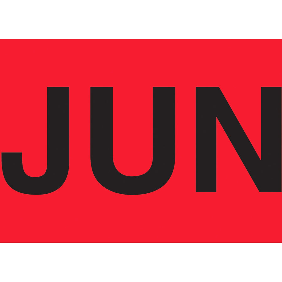 2x3 Fluorescent Red June Month Labels High Gloss Pressure Sensitive 500/Roll DL6801 - alias listing