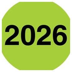 2 in circle 2026 Fluorescent Green Year Labels DL68399 - alias listing