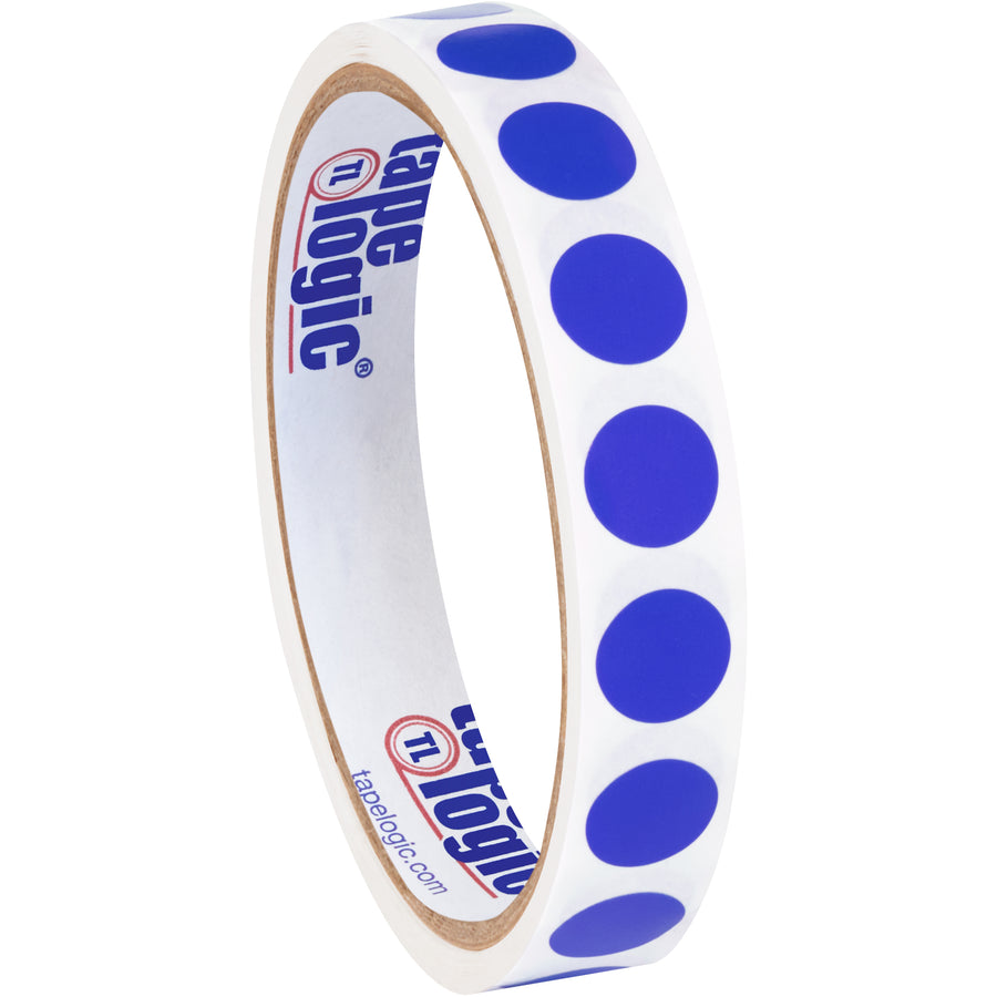 Streamline facility inventory management with 1/2" dark blue circle labels that stand out on shelves and bins. These paper inventory labels accept pen and marker markings for quick identification of critical stock items. Sold as rolls of 500–perfect for high-volume labeling operations.