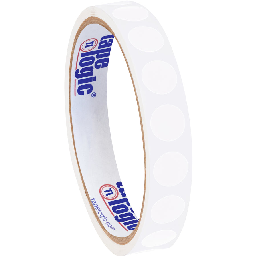 Quickly identify and organize key inventory items with these 1/2" white circle labels. Printed on writable paper stock, they accept pen or marker marking for instant facility visibility. Sold as a roll of 500 labels with compatible tabletop and wall-mount dispensers.