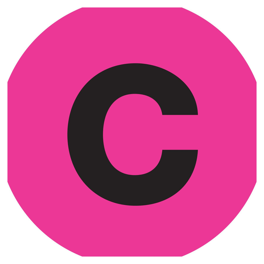 2 in Fluorescent Pink Circle Letter Labels Paper 500/Roll DL7005 - alias listing