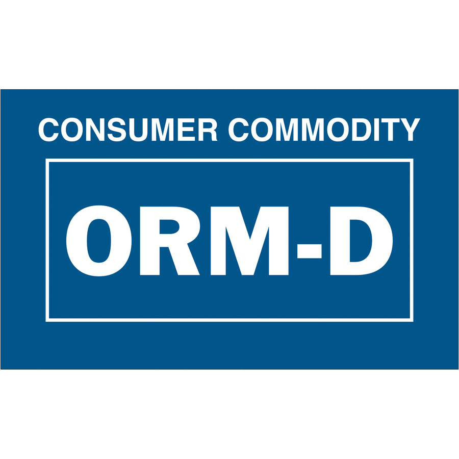 Ensure hazmat shipping compliance with these pre-printed ORM-D labels featuring DOT identification numbers. Semi-gloss coated paper construction (1 3/8" x 2 1/4") withstands warehouse handling and transportation conditions. Roll of 500 labels fits standard tabletop and wall-mount dispensers for easy workplace access.