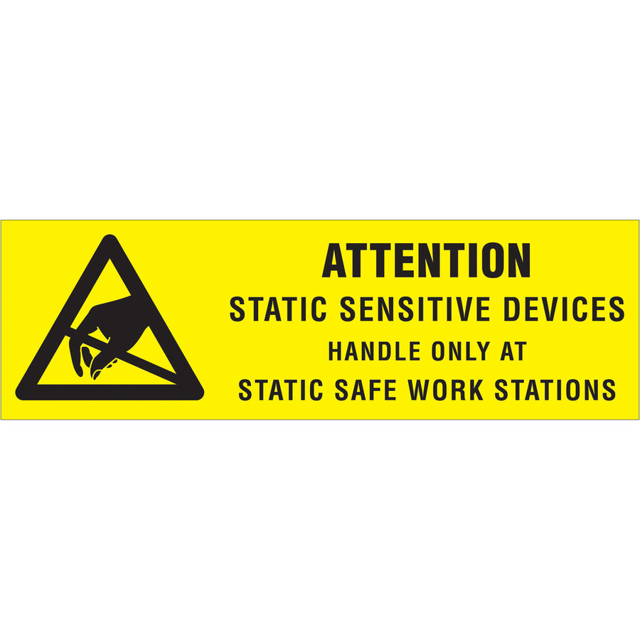Protect electronics shipments with internationally recognized anti-static warning labels. These 5/8" x 2" semi-gloss coated paper labels clearly identify static-sensitive devices and ensure compliance across global supply chains. Roll of 500 labels with compatible tabletop and wall-mount dispensers in stock.