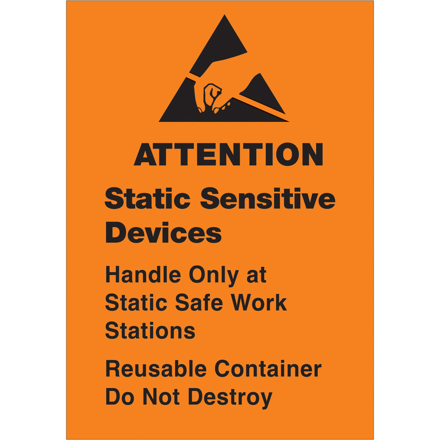 Protect sensitive electronic components with internationally acknowledged Static Sensitive Devices labels. These 1.75" x 2.5" semi-gloss coated labels signal ESD-safe handling requirements across global supply chains. Roll of 500 units with compatible table-top and wall-mount dispensers available for immediate deployment.