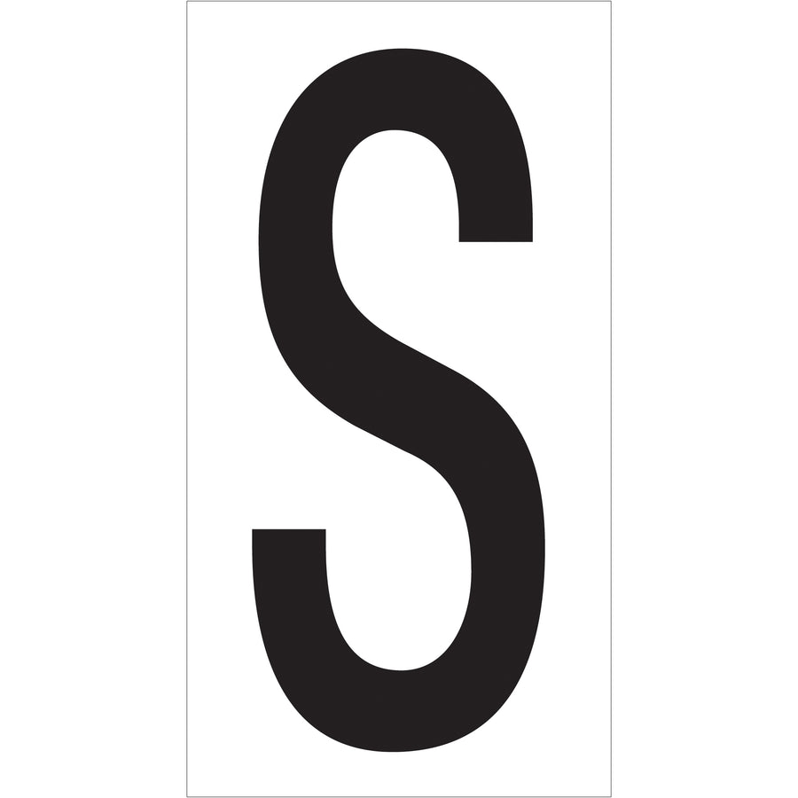 Permanently mark warehouse locations and racks with these durable 3.5" vinyl letter "S" labels. Pre-sized 4" x 2.1/8" labels feature heavy-duty adhesive backing for long-lasting clarity and compliance visibility. Case of 50 labels ready to apply.