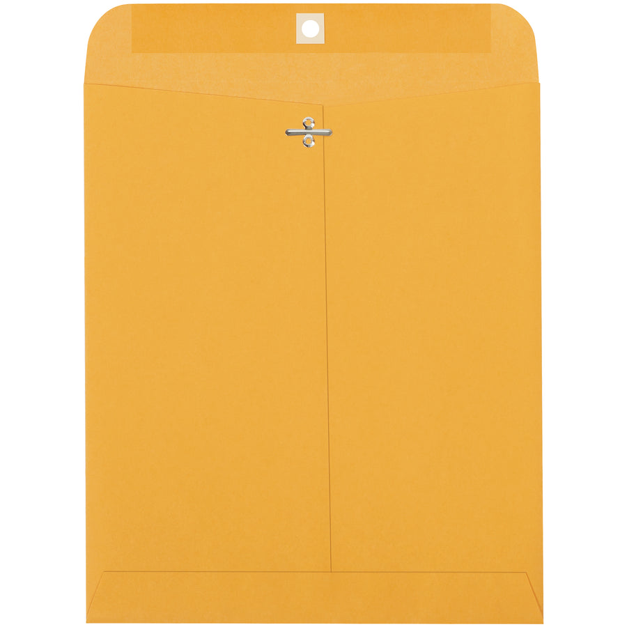 Heavy-duty 12x10 kraft clasp envelopes built for reuse and durability. Reinforced metal clasps and secure gummed flap ensure documents stay protected during shipping. Each case includes 500 envelopes of 28 lb. woven kraft paper–the cost-effective solution for high-volume mailroom operations.
