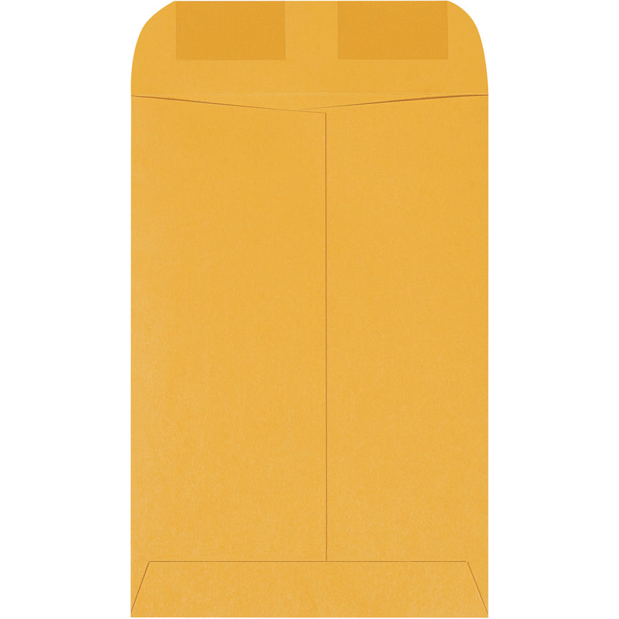 Professional-grade kraft gummed envelopes in 9.5" x 6.5" size with heavy-duty gummed flaps for secure sealing. Made from durable 28 lb. paper stock with opaque construction to protect contents. Bulk case of 2500 units reduces per-unit costs for high-volume mailroom operations.
