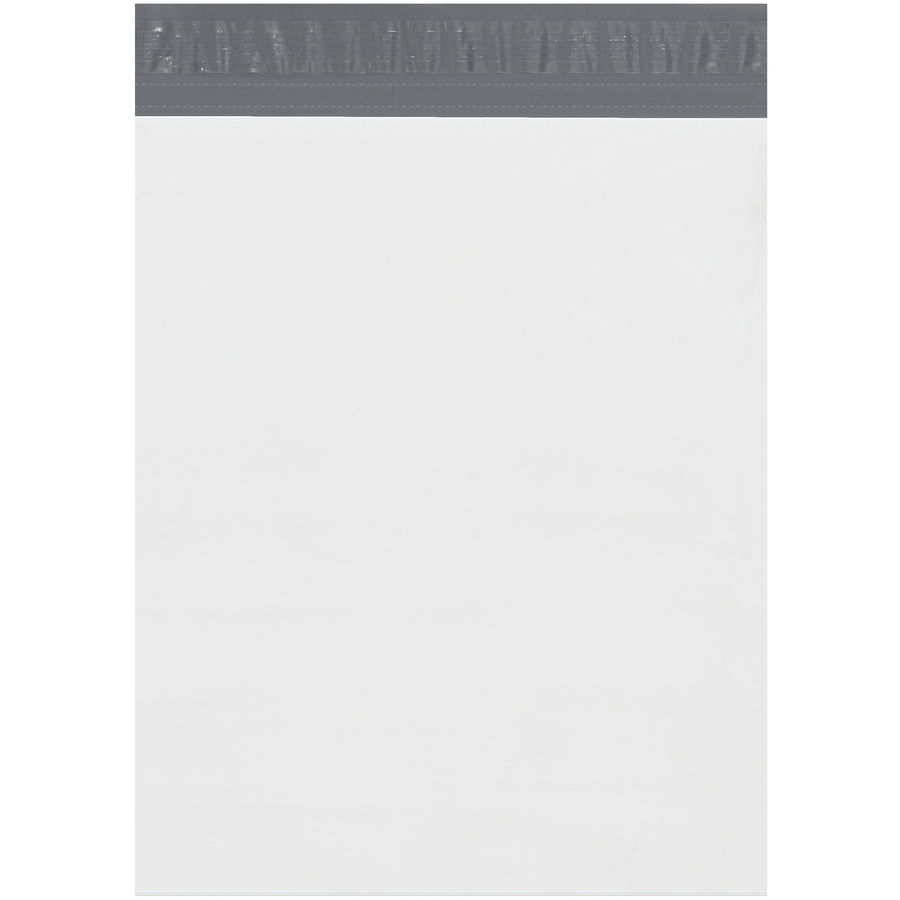Professional-grade 13x16x4" expansion poly mailers designed for e-commerce brands shipping books, binders, catalogs, and thick items. 2.5 mil white polyethylene with self-seal closure, double-perforation tear strip, and puncture/moisture/tamper-resistant construction. Sold by the case of 100 units.
