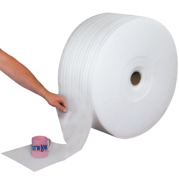 Precision goods shippers trust this lightweight 1/16" x 24" x 900' perforated air foam roll for reliable shock absorption and mark-free protection. Cross-perforated every 12" for effortless tear-off, non-abrasive polyethylene material keeps delicate items secure. Parcel-ready dimensions fit standard shipping boxes without waste.