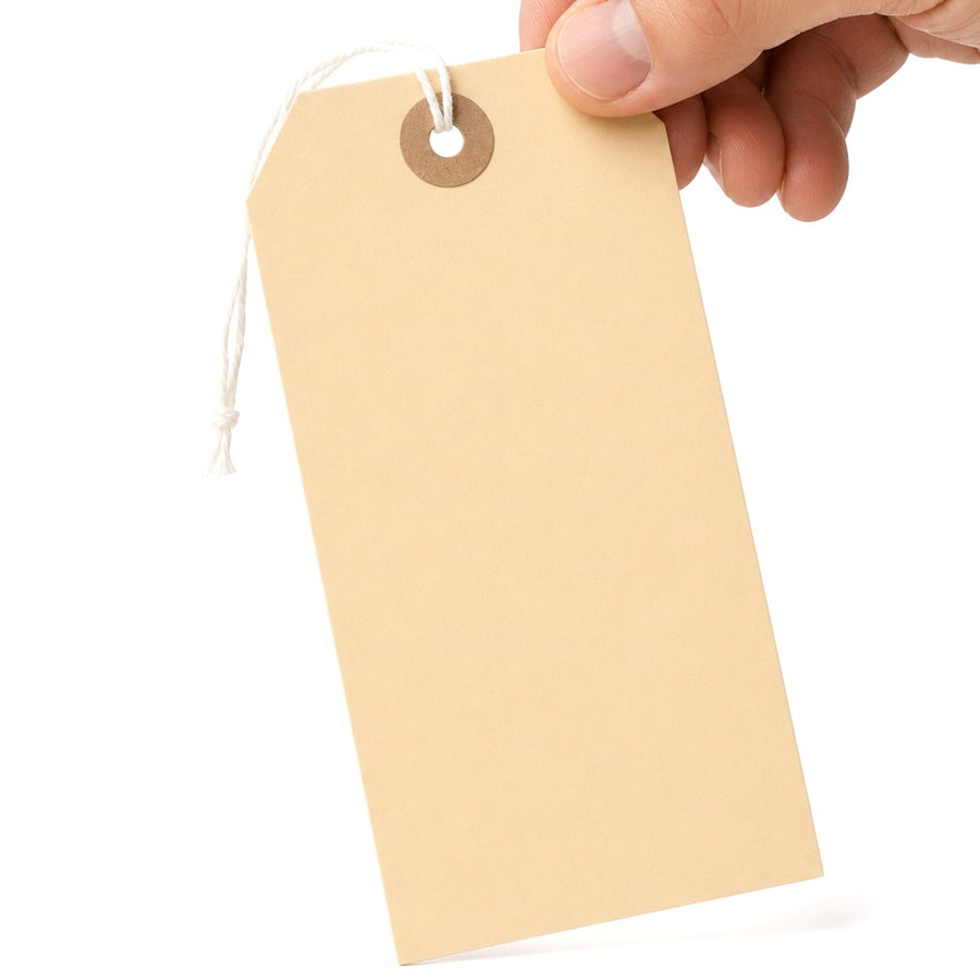 5 3/4 x 2 7/8 in 13 Pt Manila Shipping Tags Pre-Strung 100-Pack G10072100PK - alias listing