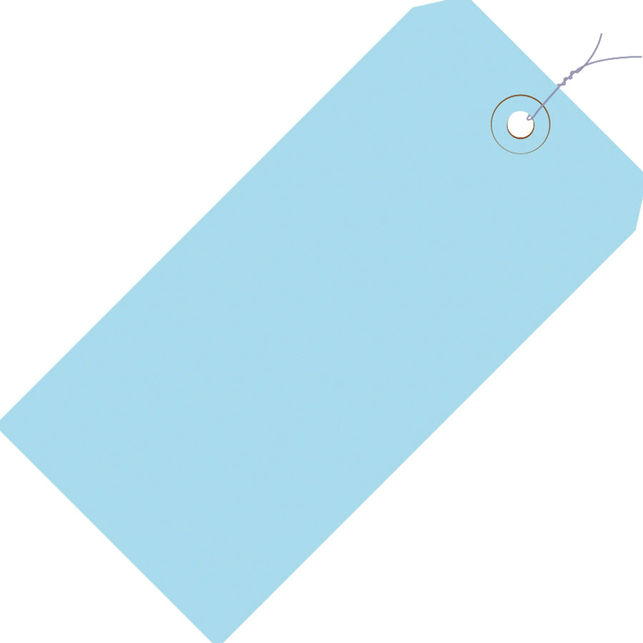 3 3/4 x 1 7/8 in 13 Pt Light Blue Pre-Wired Shipping Tags 1000/Case G11033B - alias listing