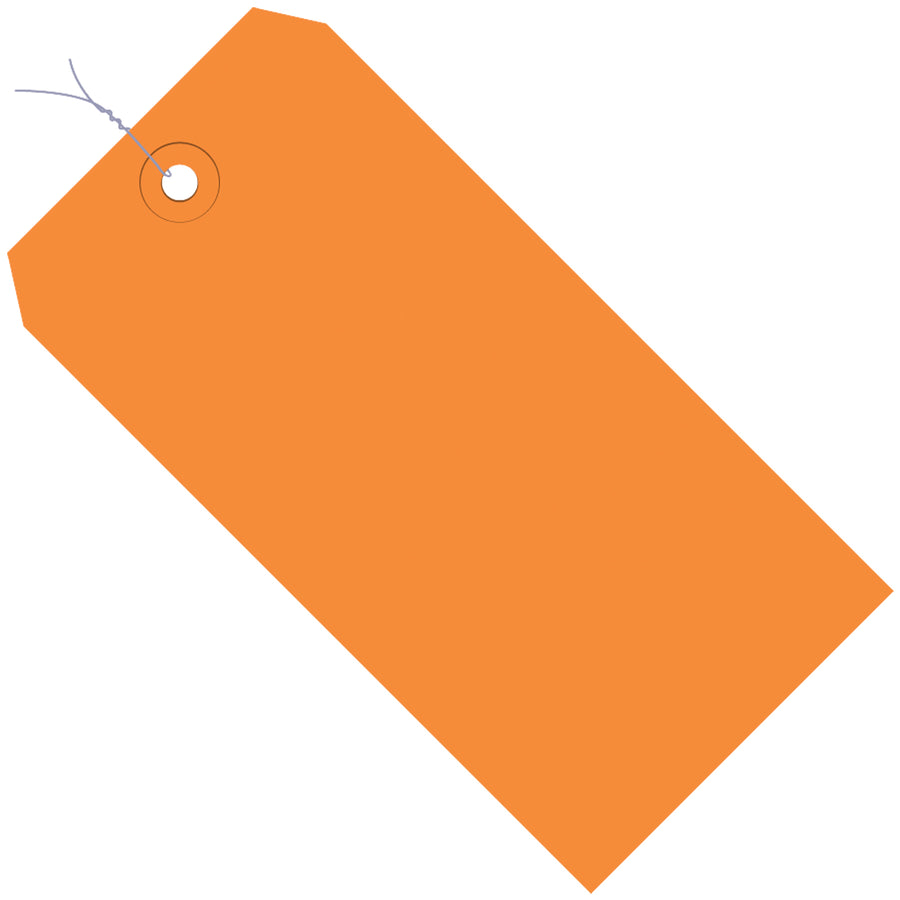 Professional-grade orange shipping tags built for high-volume logistics operations. Each tag features a reinforced 3/16" eyelet and 12" pre-wired attachment, eliminating assembly time. 1000-tag case keeps inventory costs down while maintaining compliance with industry shipping standards.