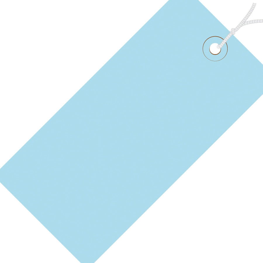5 1/4 x 2 5/8 in 13 Pt Light Blue Pre-Strung Shipping Tags 1000/Case G11062B - alias listing
