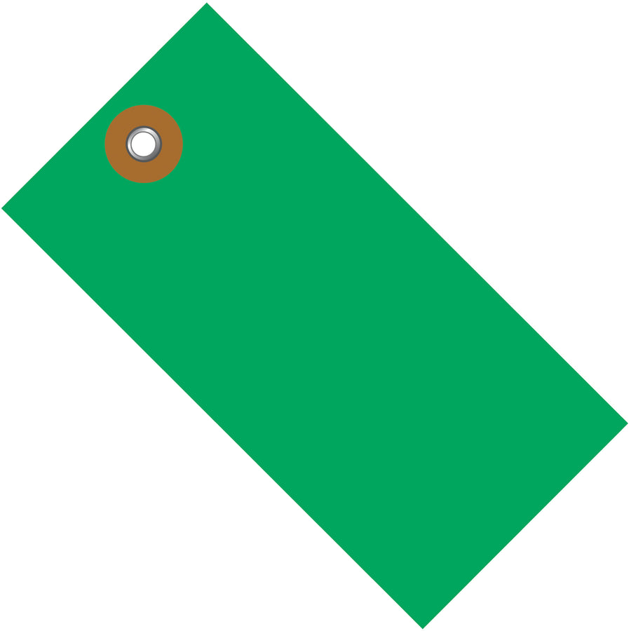 Color-code your shipments with industrial-grade green Tyvek shipping tags built to last. Made from tough spunbonded olefin with tear, moisture, and mildew resistance‚ideal for high-volume operations. Includes 3/16" metal eyelet; compatible with string or wire attachment. Case of 100.