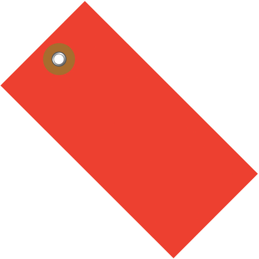 Color-code your shipments with durable red Tyvek shipping tags that resist tears, moisture, chemicals, and mildew. Each case includes 100 pre-cut 6 1/4 x 3 1/8" tags with 3/16" metal eyelets, ready to attach with string or wire for professional asset tracking and logistics management.