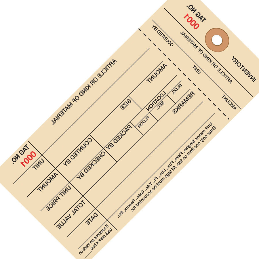 6 1/4 x 3 1/8 in 10 Pt Numbered Inventory Tags Cardstock 1000/Case G18081 - alias listing