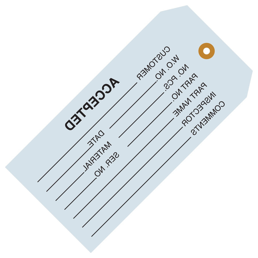4 3/4 x 2 3/8 in 13 Pt Blue Inspection Tags Cardstock 1000/Case G20011 - alias listing
