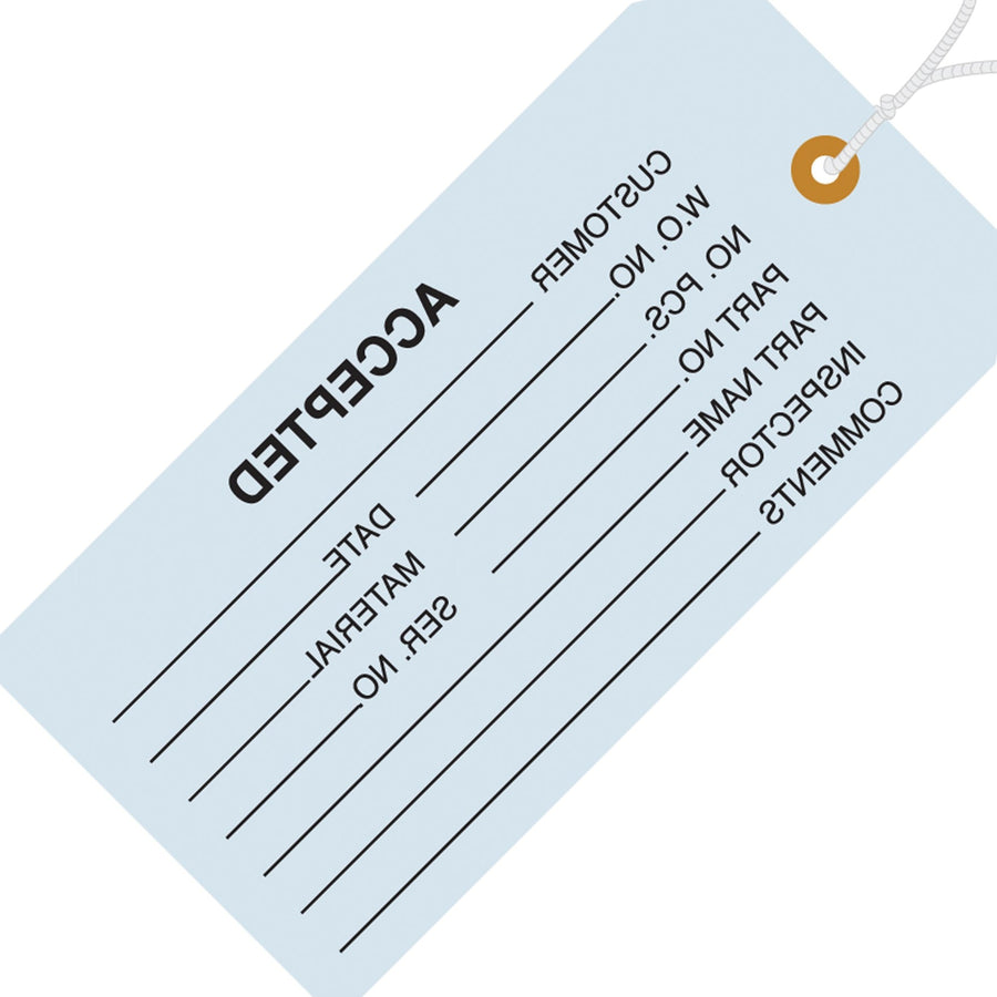 4 3/4 x 2 3/8 in 13 Pt Blue Inspection Tags Cardstock Pre-Strung 1000/Case G20012 - alias listing