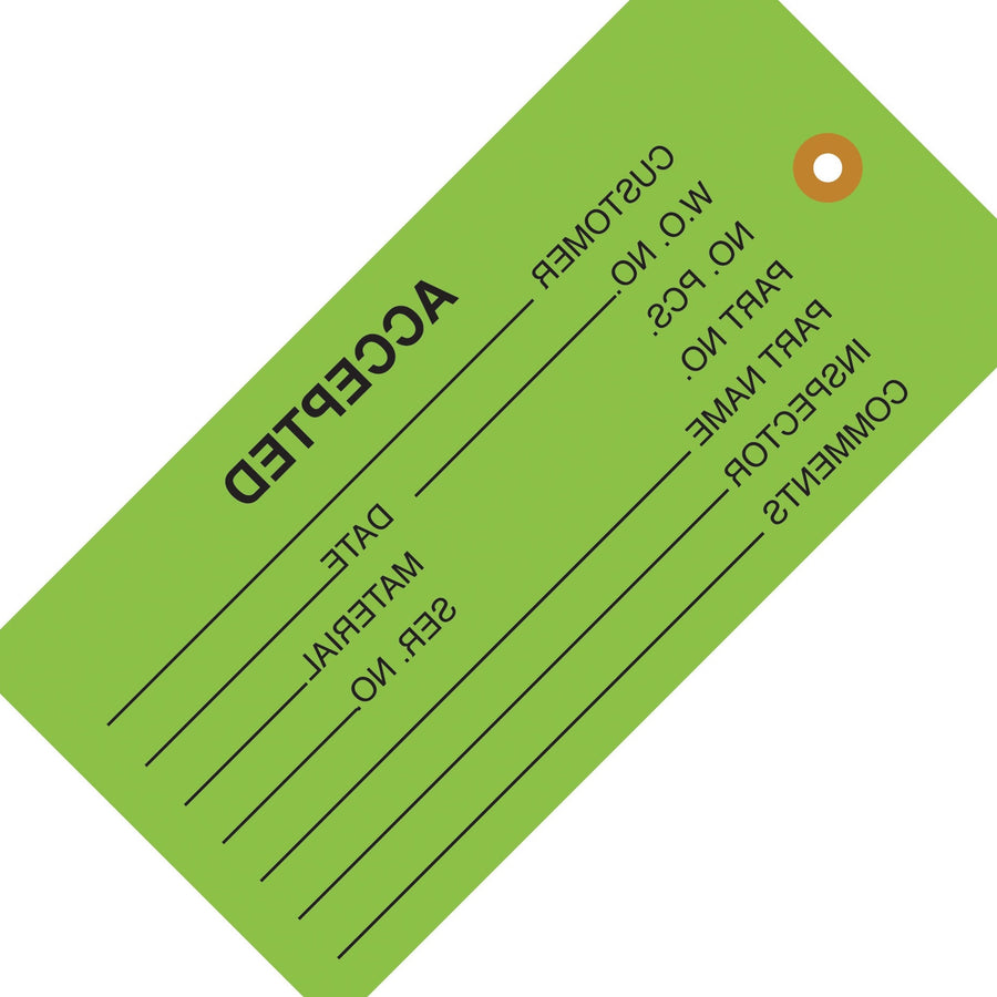 4 3/4 x 2 3/8 in 13 Pt Green Inspection Tags Cardstock 1000/Case G20021 - alias listing