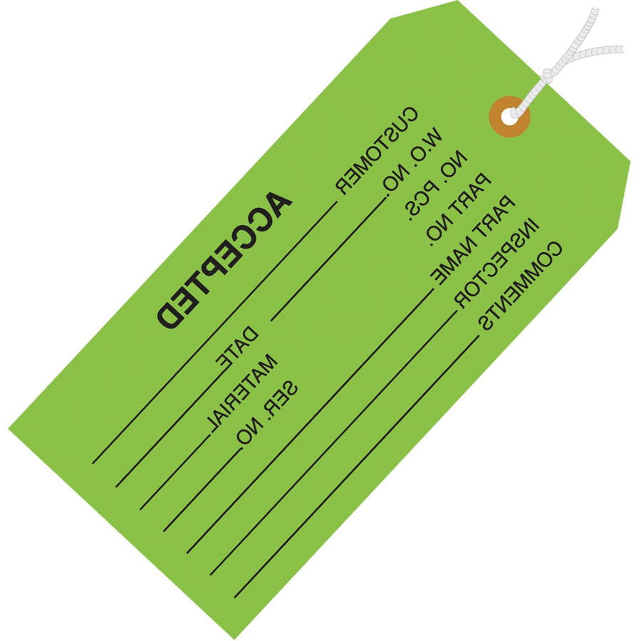 4 3/4 x 2 3/8 in 13 Pt Green Inspection Tags Cardstock Pre-Strung 1000/Case G20022 - alias listing
