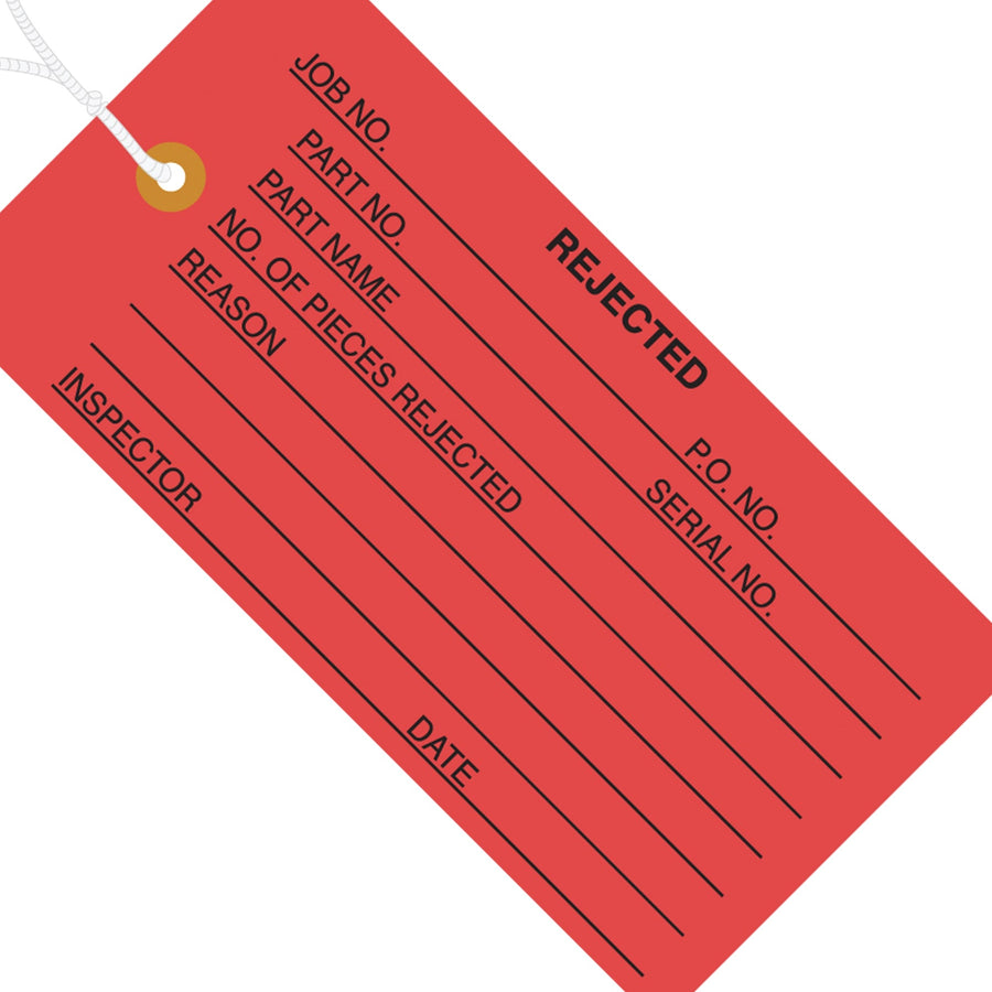 4 3/4 x 2 3/8 in 13 Pt Red Rejected Inspection Tags Cardstock 1000/Case G20032 - alias listing