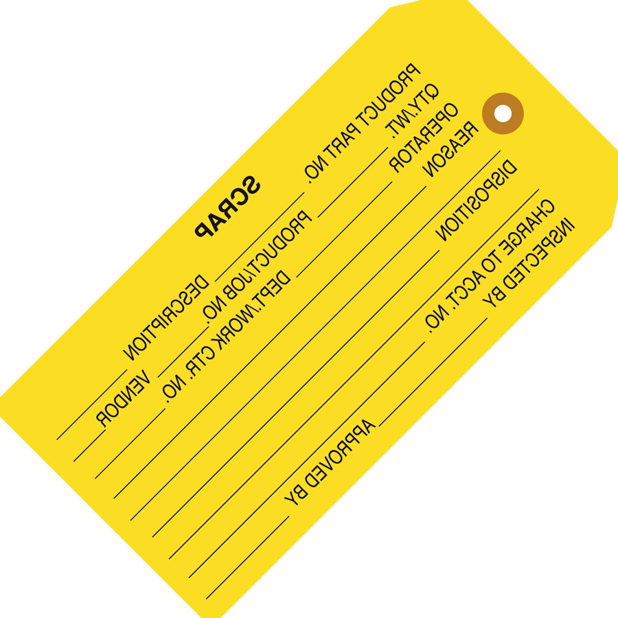 4 3/4 x 2 3/8 in Yellow Cardstock Scrap Inspection Tags 1000/Case G20051 - alias listing