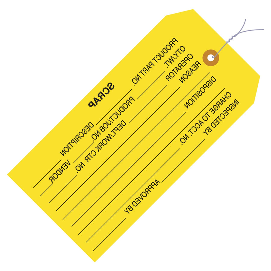 4 3/4 x 2 3/8 in Yellow Cardstock Inspection Tags Pre-Wired 1000/Case G20053 - alias listing