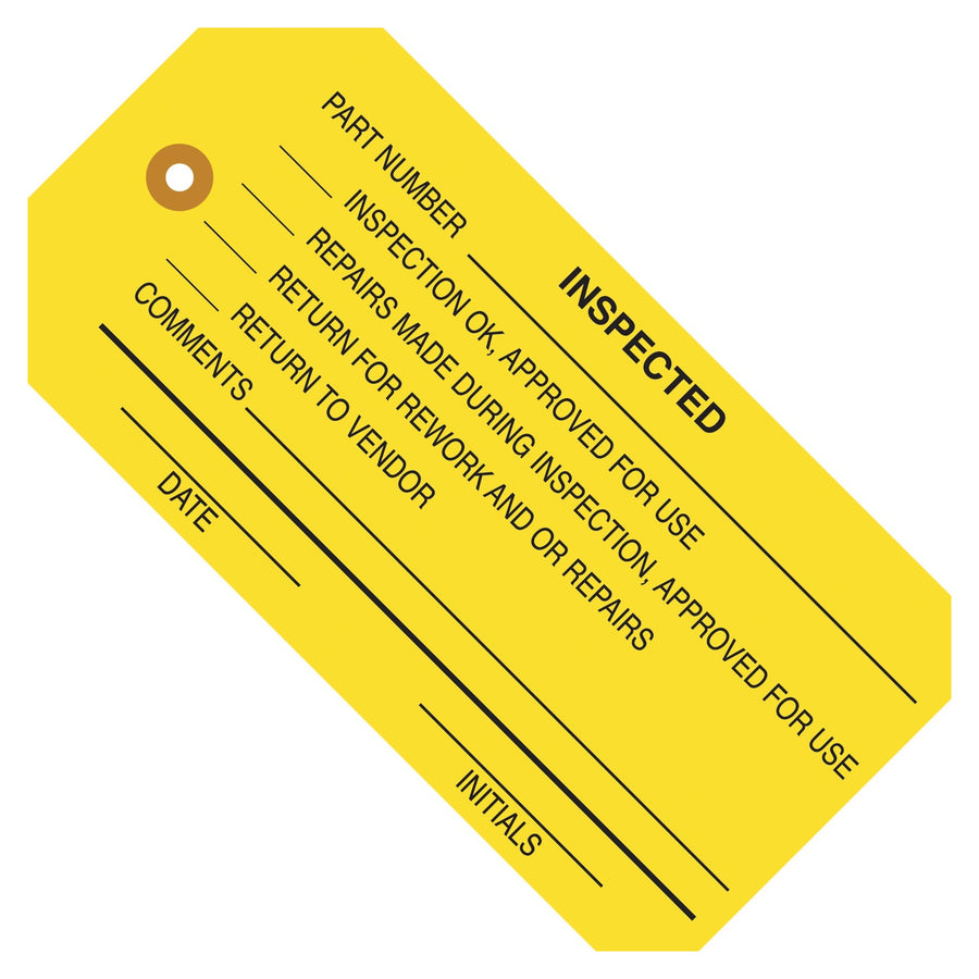 4 3/4 x 2 3/8 in 13 Pt Yellow Inspection Tags Cardstock 1000/Case G20061 - alias listing