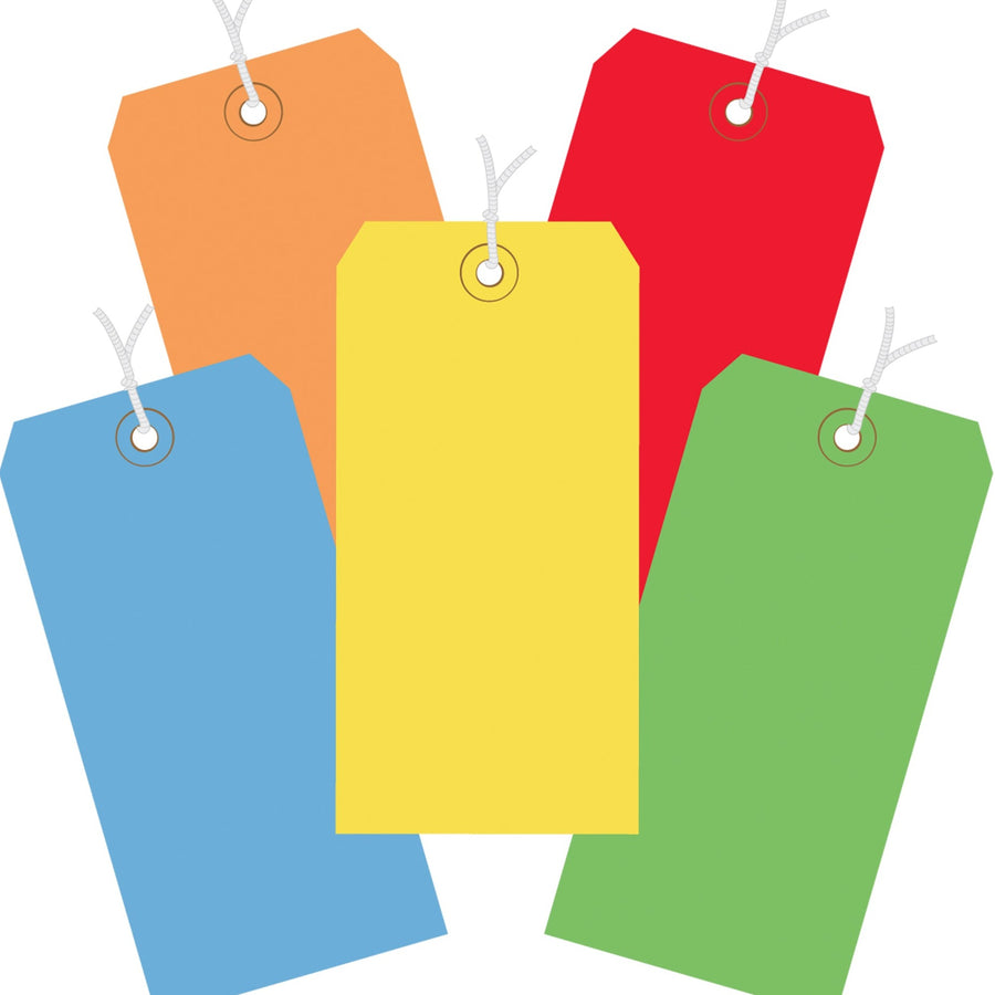 6 1/4 x 3 1/8 in 13 Pt Assorted Color Pre-Strung Shipping Tags G21002 - alias listing