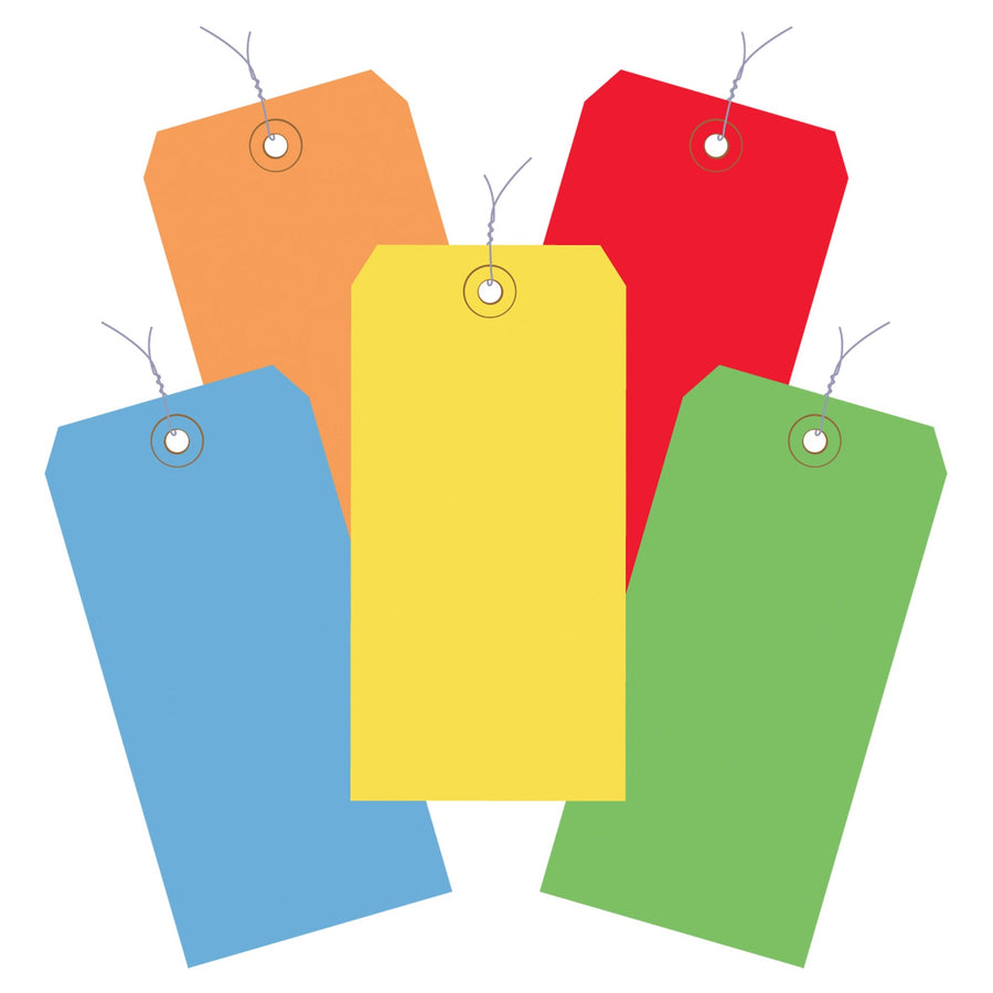 6.25x3.13 13 Pt Assorted Color Pre-Wired Shipping Tags 1000/Case G21003 - alias listing