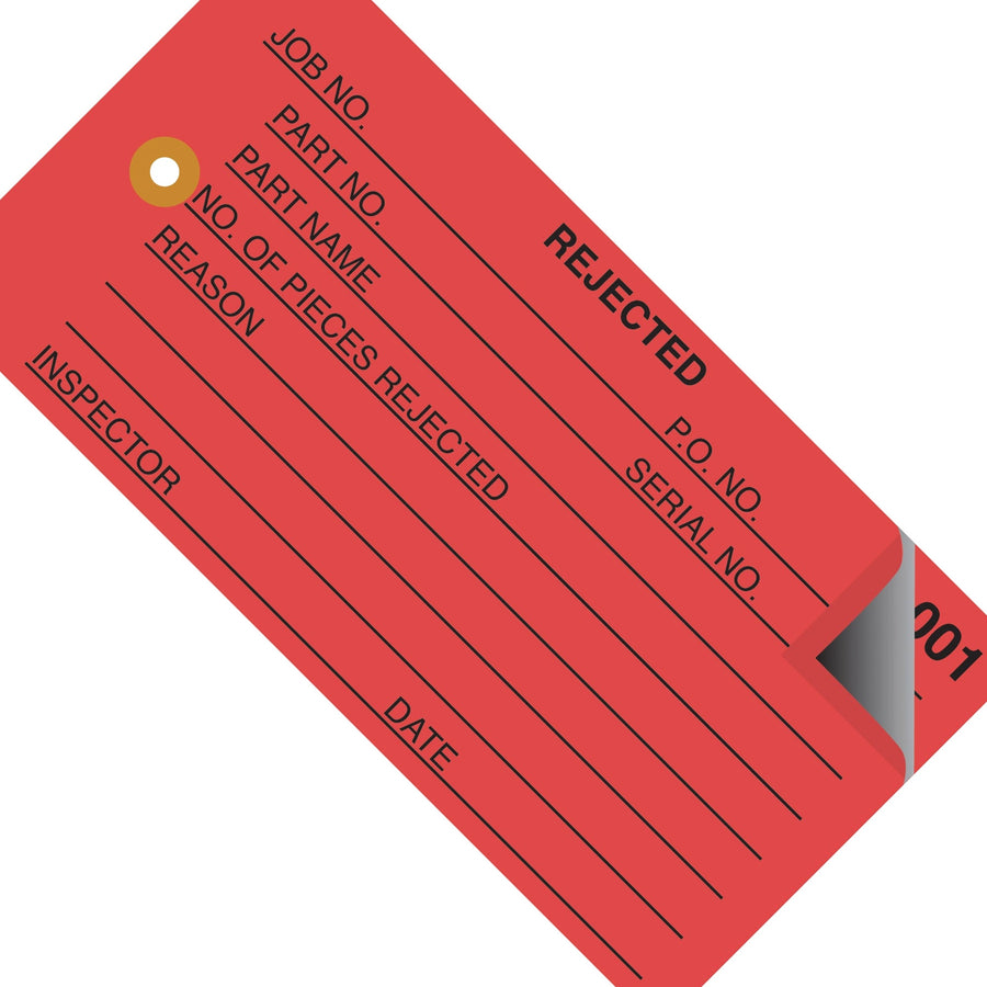 4 3/4 x 2 3/8 in 13 Pt Red Rejection Inspection Tags Cardstock 500/Case G21021 - alias listing