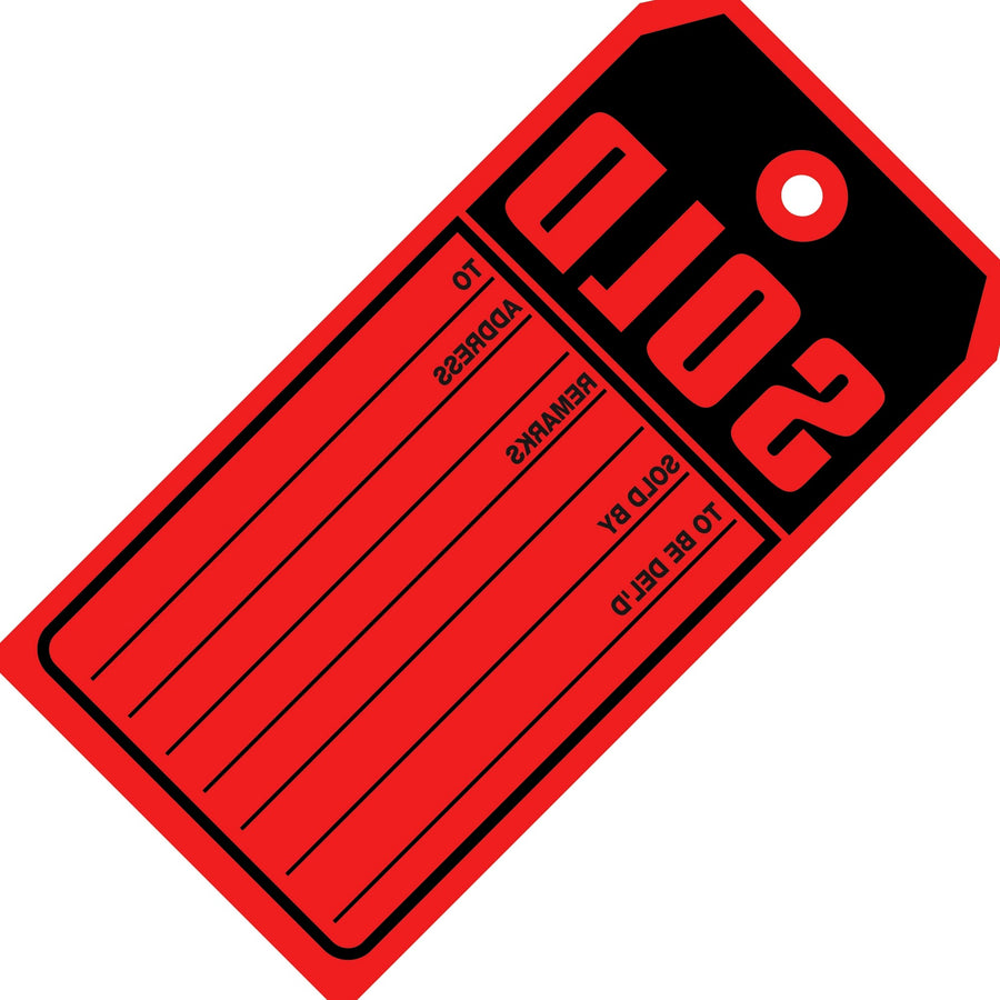 4 3/4 x 2 3/8 in 10 Pt Red Sold Tags Cardstock 1000/Case G2525 - alias listing
