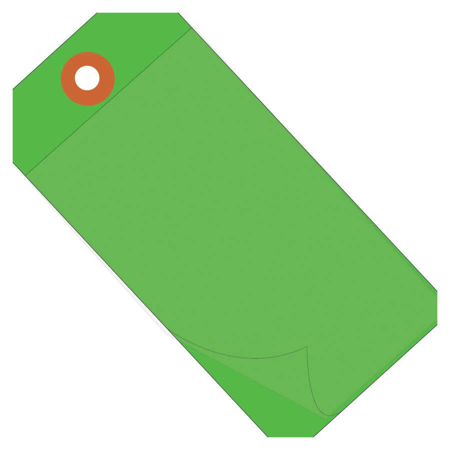 4 3/4 x 2 3/8 in 10 Mil Green Self-Laminating Tags Vinyl 100/Case G26026 - alias listing